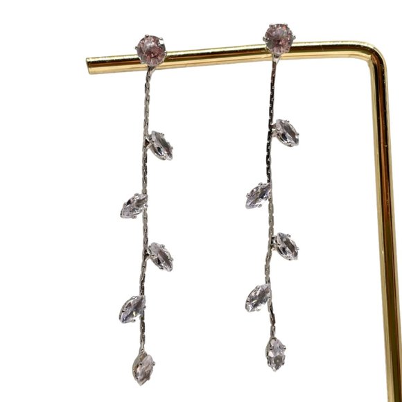 ⭐️❤️ FREE Rhinestone Leaf Boho Drop Vaca Plant Hipster Modern Floral Earrings - Picture 1 of 8